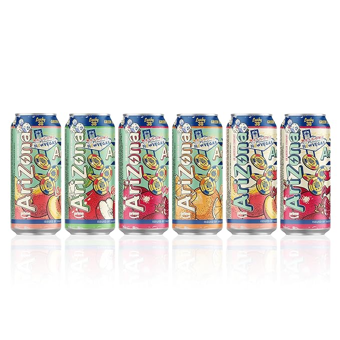 AriZona x Fallout Green Tea Energy Drink Variety Pack - 6 Flavors 15 fl oz (Pack of 12) - 190mg Caffeine per Can