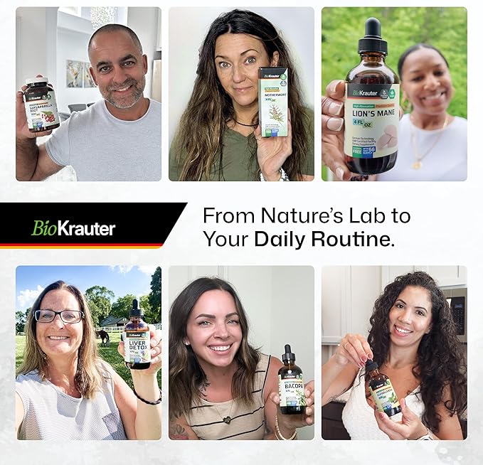 BIO KRAUTER® Horsetail Supplement for Hair Skin &amp Nails - Vegan &amp Pure Horsetail Herb Liquid Drops 660 mg per Serving 4 Fl.Oz. - Silica Hair Supplement - Alcohol &amp Sugar Free - 56 Days of