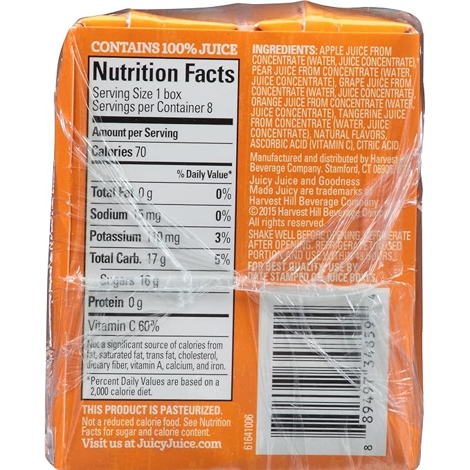 Juicy Juice Orange Tangerine 4.23 Ounce Boxes 8 Count (Pack of 5)