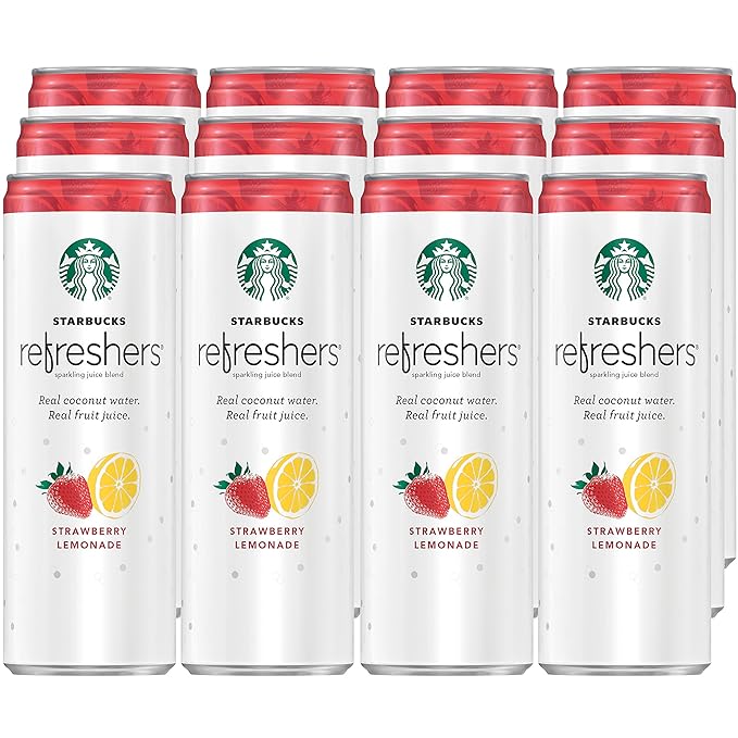 Starbucks Refreshers with Coconut Water Strawberry Lemonade 12 fl Oz. Cans (12 Pack)