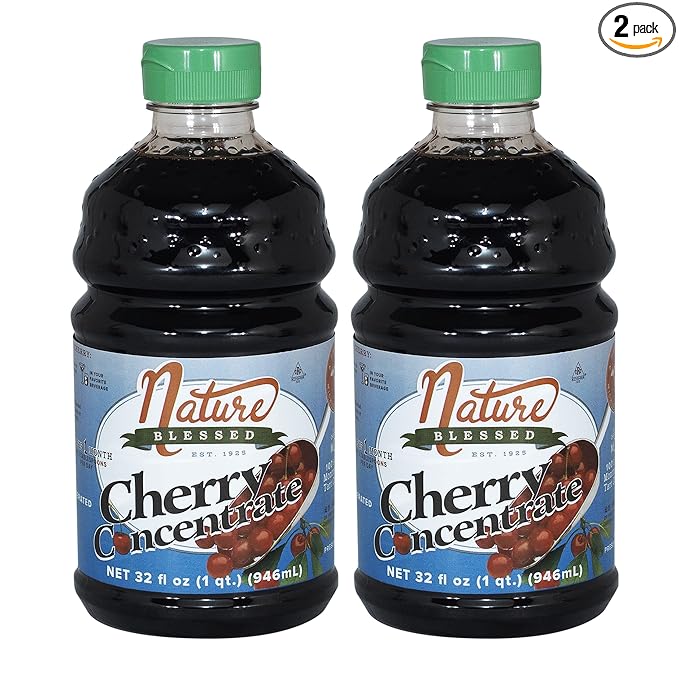 Nature Blessed 100% Pure Tart Cherry Concentrate - 2 Quarts (Two 32oz Bottles) Refreshing by itself or in Smoothie All Natural No added Sugar or Preservatives. Harvest Special - Price reduced from
