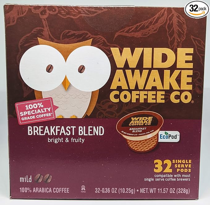 Wide Awake Coffee Single Serve Coffee Pods (32 Count Breakfast Blend)
