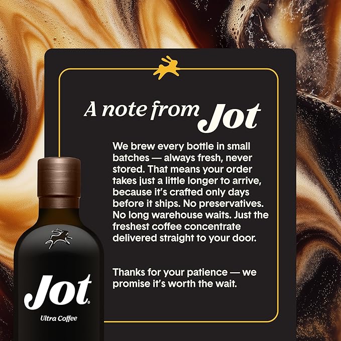 Jot Coffee Concentrate (Caramel) High Caffeine Cold Brew Coffee Concentrate Liquid for Iced Coffees Instant Espresso Hot or Cold Instant Coffees - Makes 14 Cups 150mg Caffeine/Tbsp Sugar Free