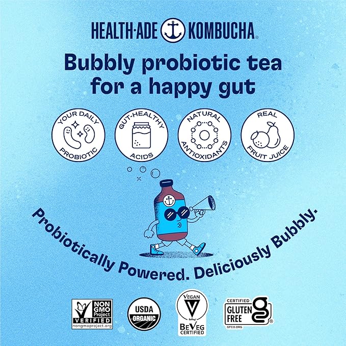 Health-Ade Fan Favorite Variety Pack Kombucha Tea Organic Drink with Living Probiotics Detoxifying Acids Supports Gut Health Non-GMO Vegan Gluten Free 12 Pack (16 Fl Oz Bottles)