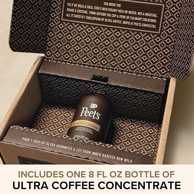 Peet's Coffee Ultra Coffee Concentrate Instant Hot Cold Brew or Iced Coffee 100% Arabica Coffee - Espresso Forte 8 Fluid Ounce Bottle (16 Servings)