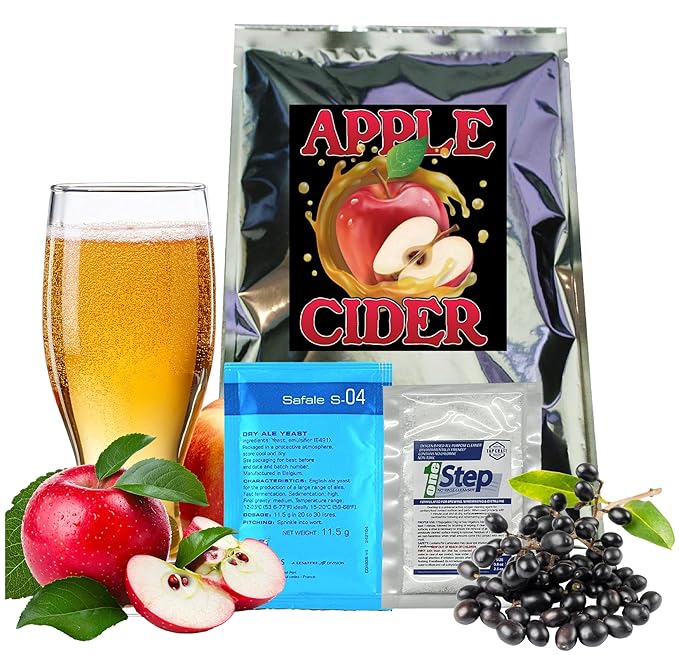 Apple Elderberry Cider Recipe Kit – 5-Gallon - Made with 100% Apple Juice Concentrate &amp Real Elderberries – No Sugar Needed – Homebrew Hard Cider Kit