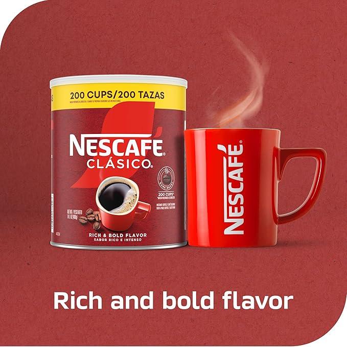 NESCAFÉ CLÁSICO Instant Coffee Dark Roast Coffee 1 Canister (14.1 Oz) (Pack of 2)
