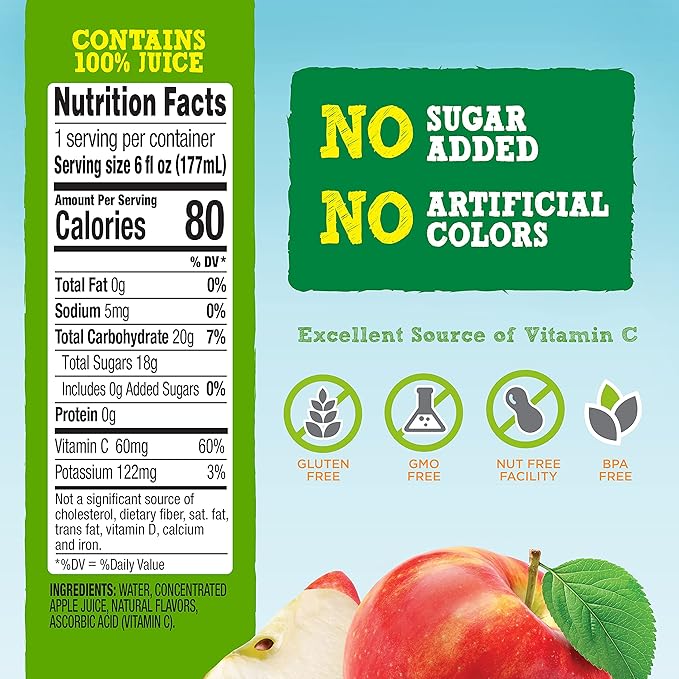 good2grow Avengers Collector 6 Pack 100% Apple Juice 6-pack of 6-Ounce Spill Proof Character Top Bottles Non-GMO with no Sugar Added and Excellent Source of Vitamin C Character Tops May Vary