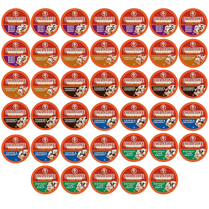 Cold Stone Creamery Beverages Coffee Pods Compatible with K Cup Brewers Including 2.0 - Ice Cream Flavored Assorted Variety Pack 40 Count