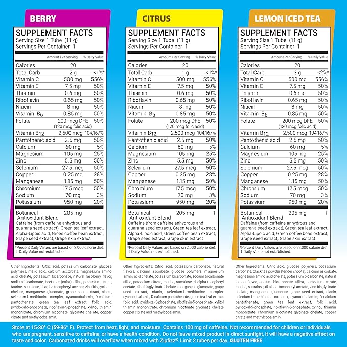 Zipfizz Daily Energy Drink Powder Variety Pack 15 Pack | 3-in-1 Sustained Energy Rapid Hydration and Essential Vitamins | Sugar-Free | Electrolyte Powder | Contains Vitamin B-12 &amp Antioxidants