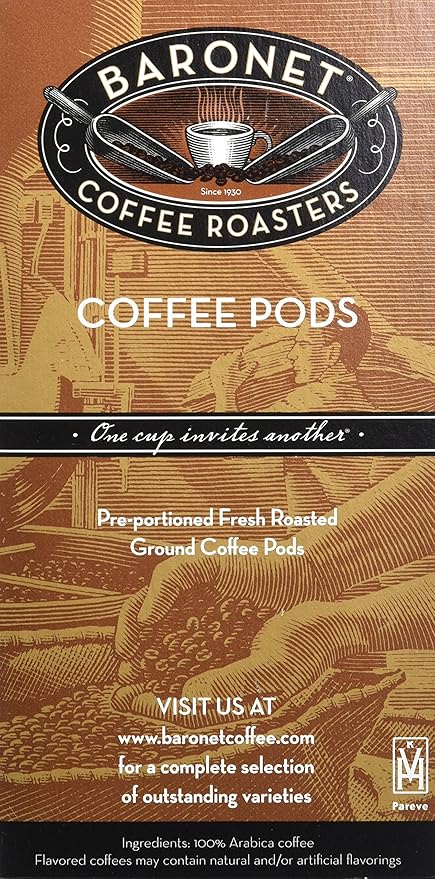 Baronet Coffee Organic ESE Espresso Pods - Decaf Roast - 3 Boxes of 18 Single Serve Espresso Pods – 54 Count 7.2 Grams - Individually Wrapped for Freshness - Rich Traditional Flavor