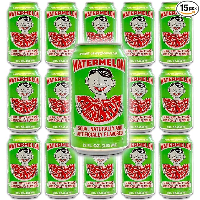 Cawy Watermelon 12 oz - Watermelon Flavored Soda - Low Sodium - 15 Pack