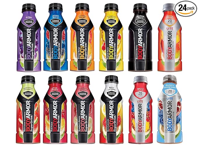 Body Armor Superdrink Variety Pack (8 Flavors) 16 Fl Oz (Pack of 24) Assorted
