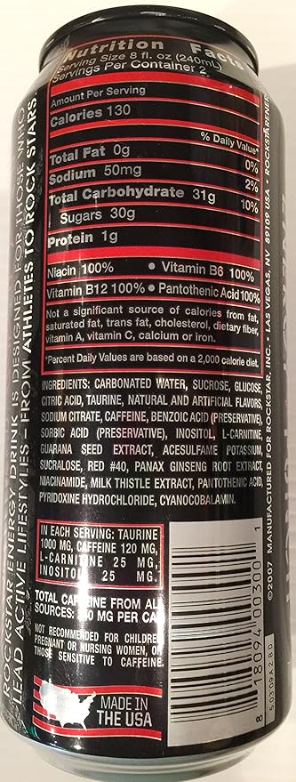 Rockstar Fruit Punch Punched Energy Drink 16 Ounce (16 Cans)