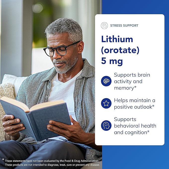 Pure Encapsulations Lithium Orotate 5 mg - Brain Support Supplement - with N-Acetyl-L-Cysteine (NAC) for Memory &amp Brain Behavior* - Gluten Free &amp Non-GMO - 180 Capsules