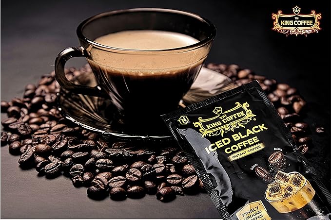 King Coffee Iced Black Instant Coffee - Finely Ground Robusta and Arabica Blend from Vietnam | 10 Sachets (0.56 oz/16g each) | 5.6 oz (Pack of 6)
