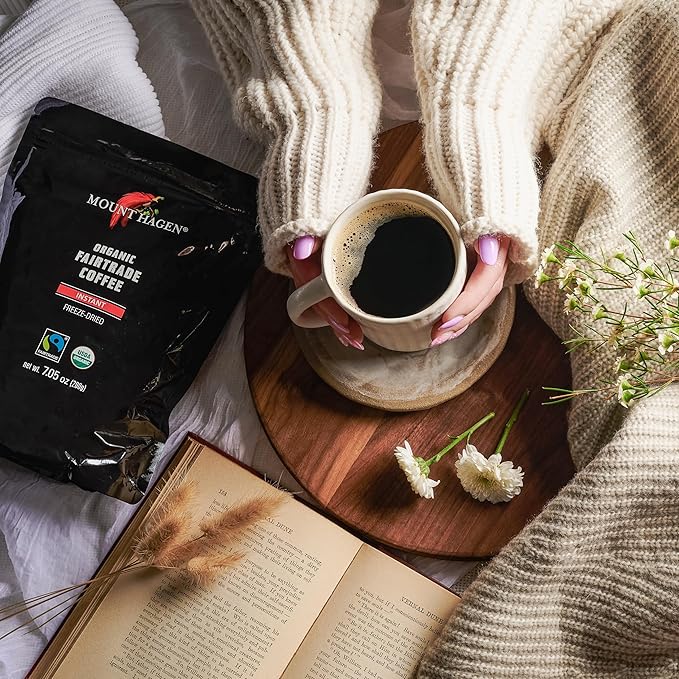 Mount Hagen Organic Freeze Dried Instant Coffee 7.05oz and Instant Espresso Ground Coffee 1.76oz Bundle