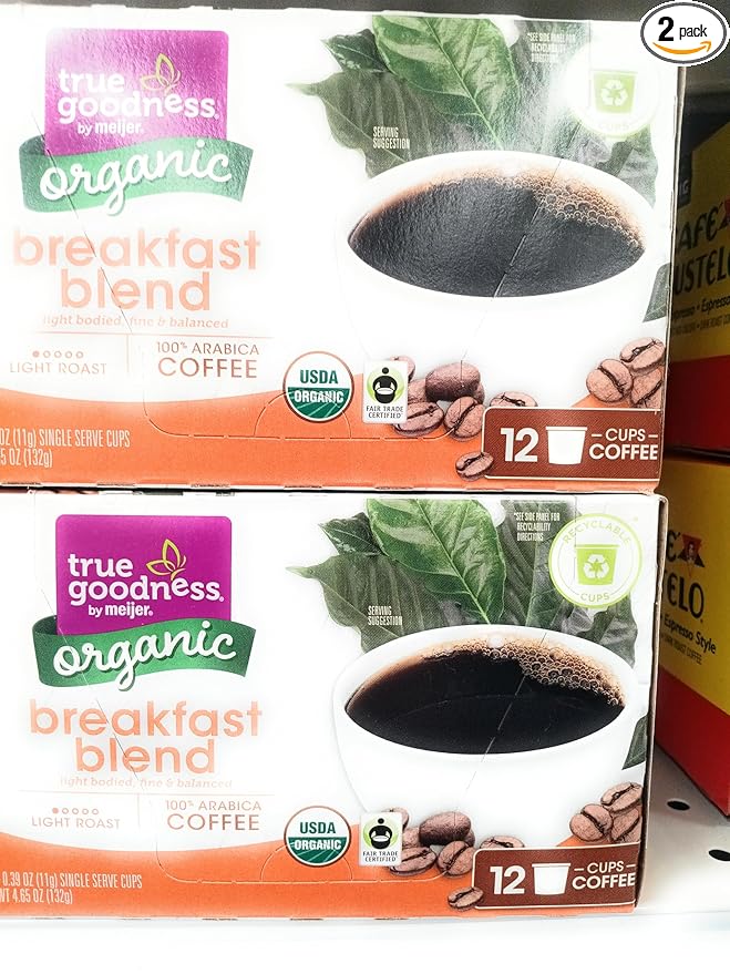 True Goodness by Meijer Organic Breakfast Blend Coffee Light Roast 100% Arabica Fair Trade Certified 12 Single Serve Cups