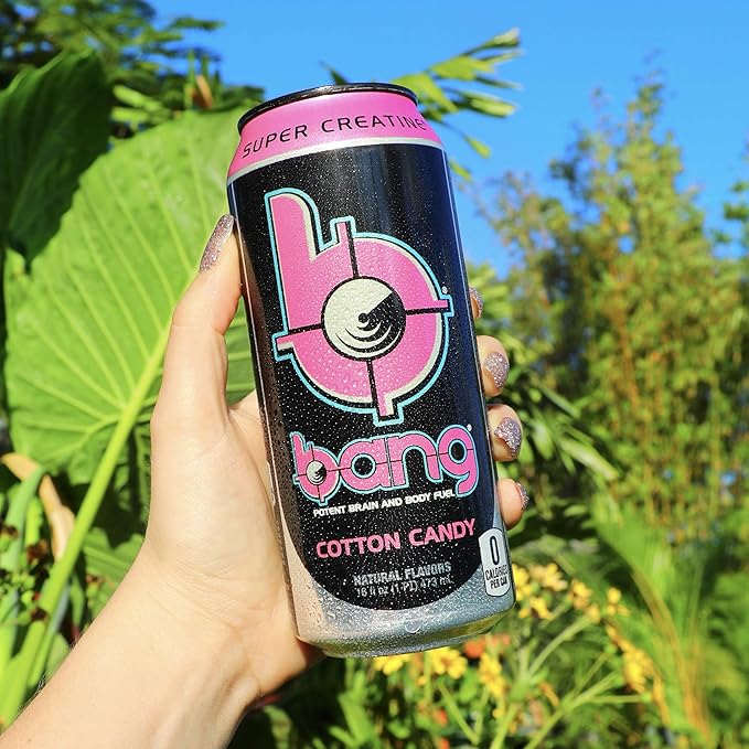 Bang Cotton Candy Energy Drink 0 Calories Sugar Free with Super Creatine 16oz 4 Count