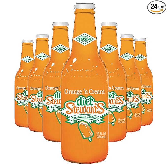 Diet Stewart's Orange 'n Cream Soda 12 fl oz (24 Glass Bottles)