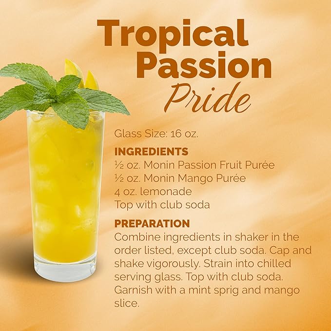 Monin - Passion Fruit Purée | Premium Purée for Cocktails Smoothies &amp More | Clean Label with No Artificial Flavors No Artificial Preservatives (Plastic Bottle 1 Liter)