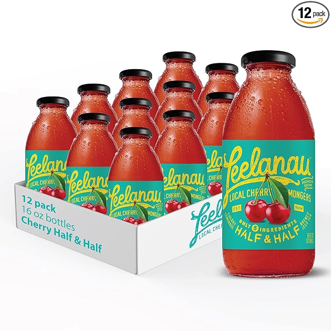 Leelanau Cherry Half &amp Half (Lemonade &amp Iced Tea) 16 fl oz (Pack of 12)192.0 Fl Oz