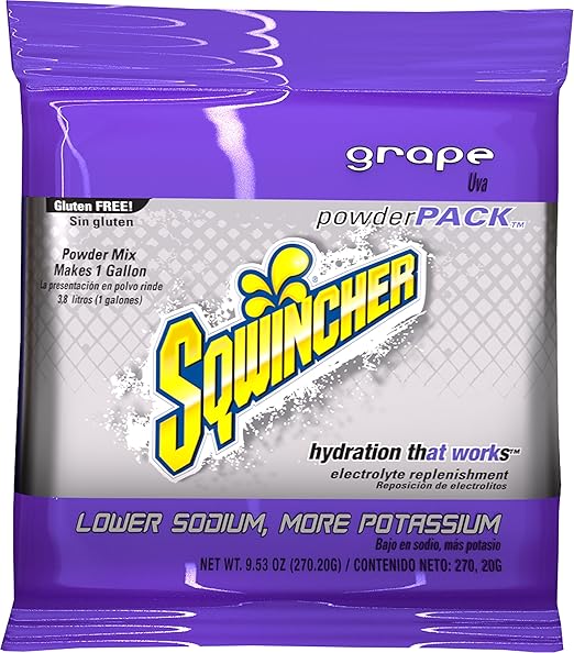 Sqwincher Powder Concentrate Electrolyte Replacement Beverage Mix 1 gal Grape 016006-GR (Case of 80)