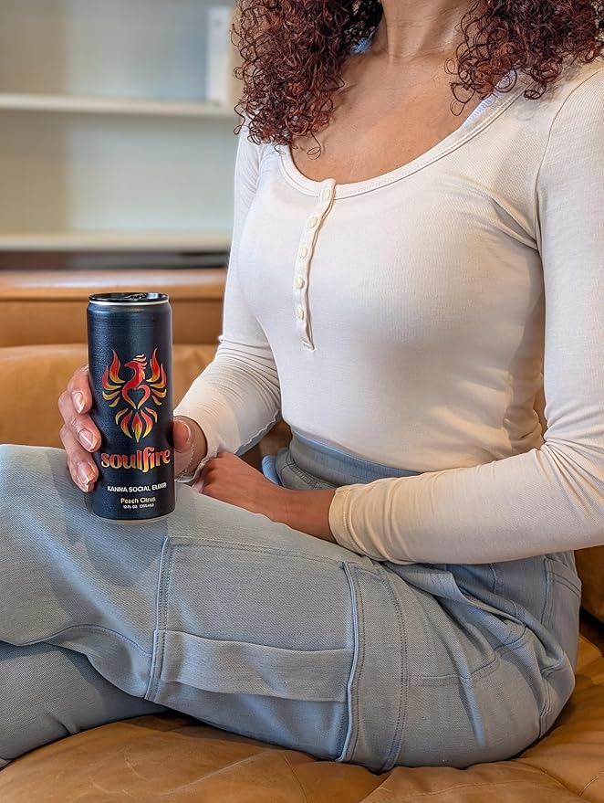 Soulfire 12oz 4pk Kanna Social Elixir | Non-Alcoholic Sparkling Beverage | Adaptogen Nootropic Kanna Extract Drink w/ Reishi L-Theanine Coconut Water &amp Electrolytes | Clean Functional Healthy Na
