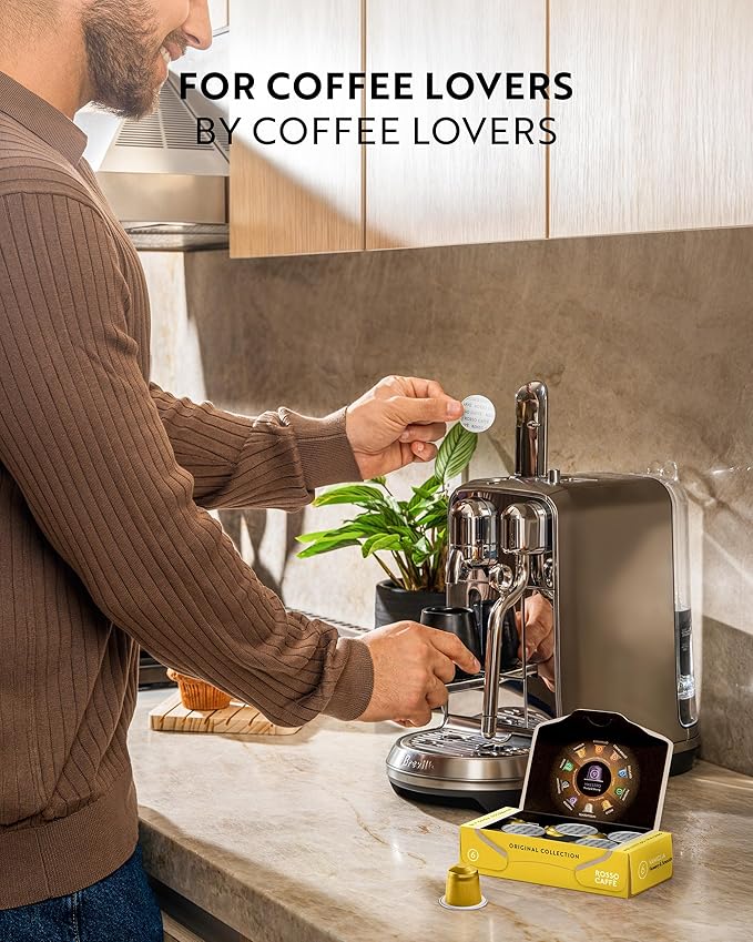 ROSSO CAFFÈ 60 Espresso Coffee Pods for Nespresso Original Machines - Pack of Premium Capsules 3 Rich and Balanced Flavors (Vanilla Crème Brulee Caramel)