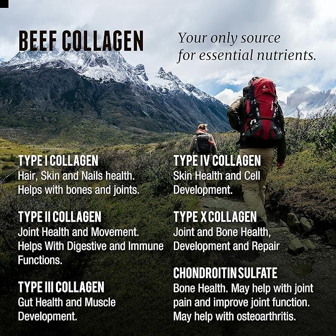 One Earth Health Grass Fed Beef Collagen - New Zealand Sourced Natural Collagen Supplement. (Types I II III V and X) 3000mg per Serving 200 Count