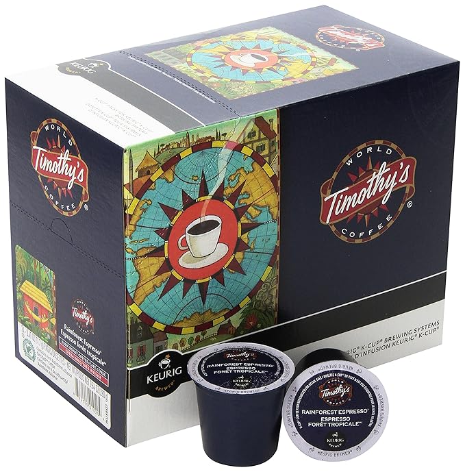 Timothy's World Coffee Rainforest Espresso K-Cup 24 Count (Pack of 2)