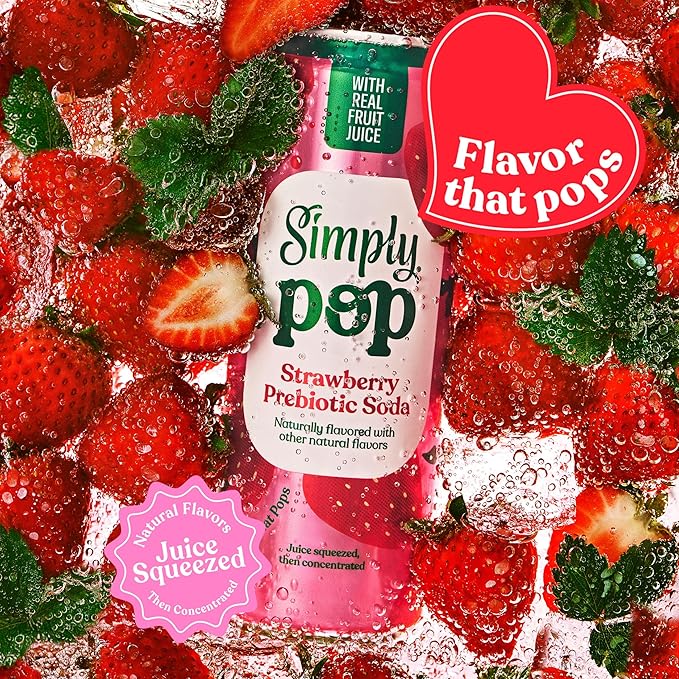 Simply Pop Soda Prebiotic Strawberry 12 fl oz (Pack of 12)
