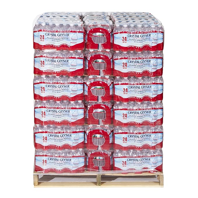 CRYSTAL GEYSER SINCE 1977 Pallet Of 84 Cases Of Alpine 100% Natural Spring Water 24 16.9oz bottlesper Case Bottled at The Source Clear (CGW24514PL)