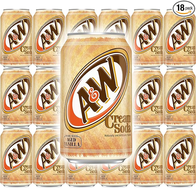 A&ampW Cream Soda Made With Aged Vanilla 12 Fl Oz Can (Pack of 18 Total of 216 Fl Oz)
