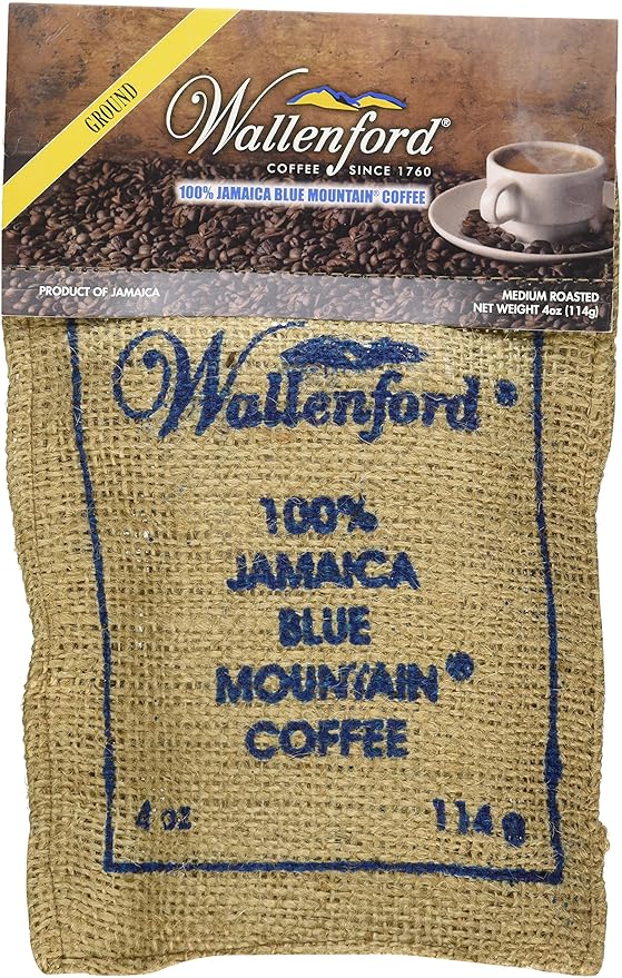 Roasted and Ground 100% Jamaica Blue Mountain Coffee 4oz (114g) Bag