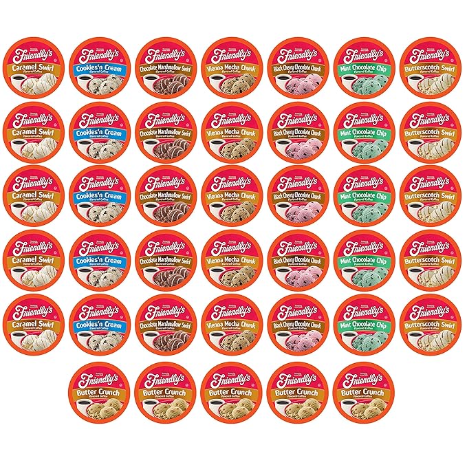 Friendly's Coffee Pods Assorted Flavored Ice Cream Variety Pack Compatible with Keurig K Cup Brewers Assorted Variety Pack 40 Count (Pack of 1)
