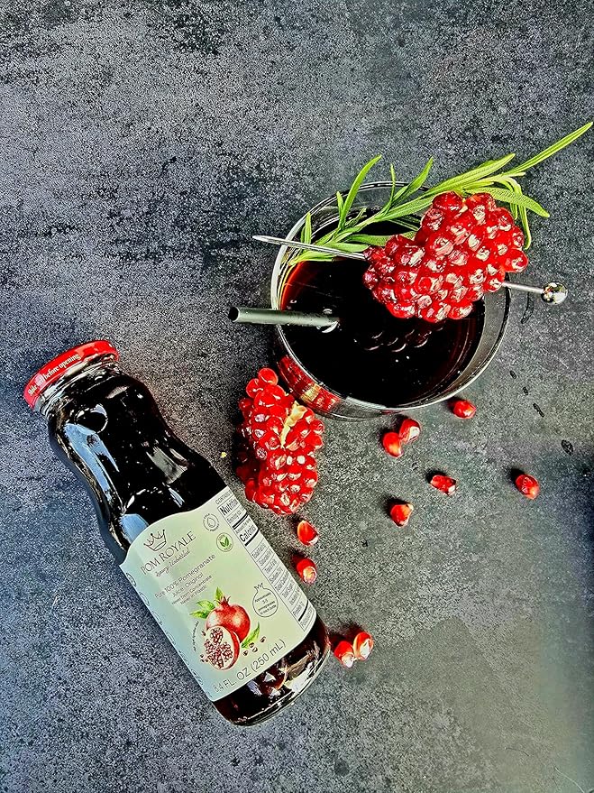 Pure Pomegranate Juice No Pulp 8.4 Ounce Glass Bottle (Pack of 15) Cold Pressed Juice Not from Concentrate Non-GMO No Sugar Added Gluten Free Kosher Certified Preservative Free