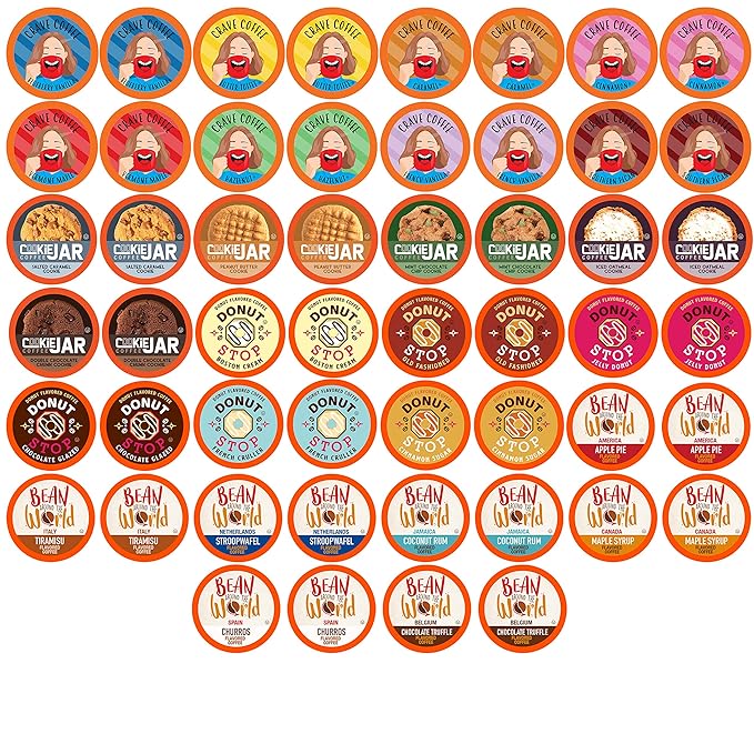 Coffee Pod Variety Packs Flavored Sampler Assorted Compatible with 2.0 K-Cup Brewers Variety Pack 52 Count (Pack of 1)